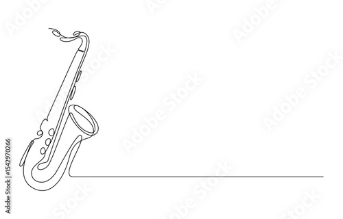 Saxophone instrument musical one continuous line art drawing