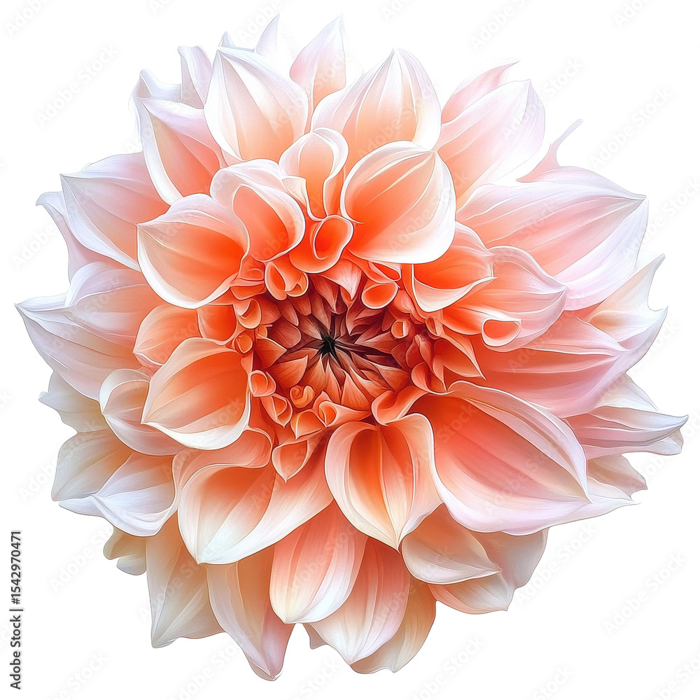 Fototapeta premium Stunning peach colored flower arrangement with vibrant petals showcasing intricate details, Vibrant Flower Arrangement Stunning Peach colored Dahlia Transparent background