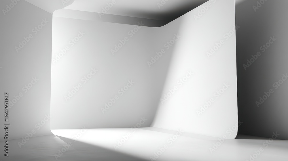 Fototapeta premium A minimalistic white room with soft lighting and smooth surfaces.