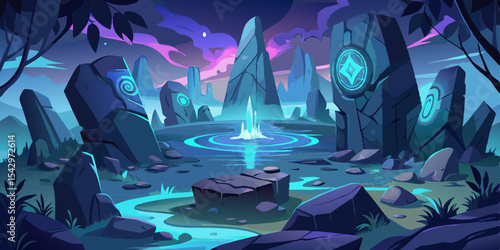 Mystical Stone Circle Landscape Design Game Background Fantasy Art
