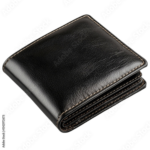 Elegant men's leather wallet money holder finance accessory for men style isolated on transparent background 