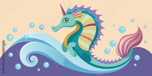 Adorable Unicorn Seahorse Design Perfect for Kids Branding Logos and whimsical sea-themed projects.