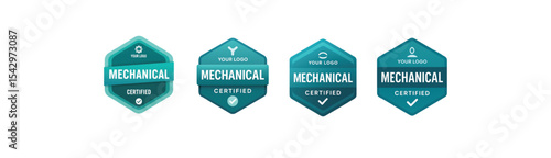 Mechanical Certified Badge Icons Set – Editable Vector Labels for Engineers & Technical Accreditation