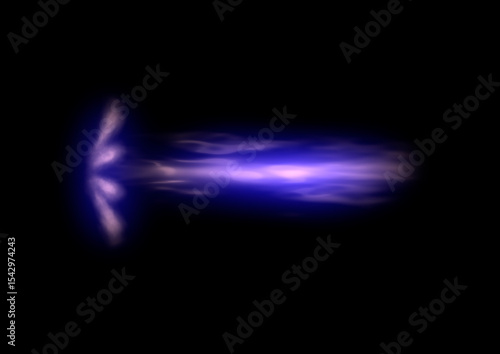 Purple Muzzle Flash Beam Effect on Black Background

