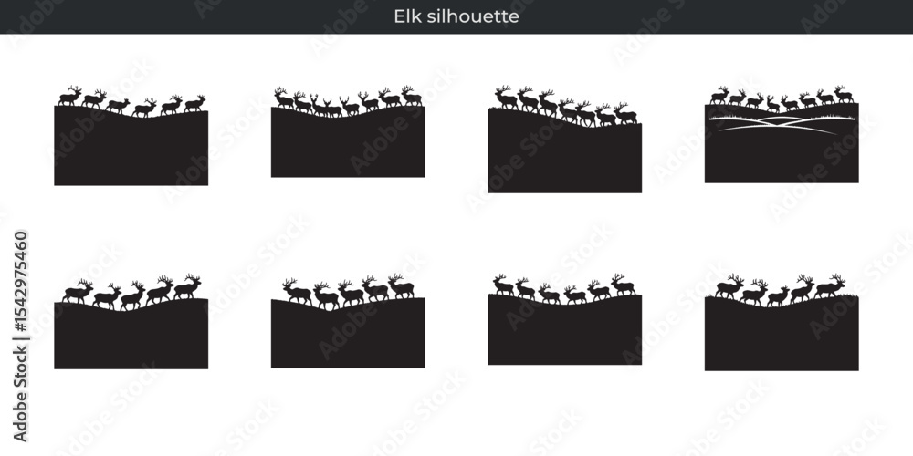 custom made wallpaper toronto digitalBlack elk silhouette illustrations of mountainous landscapes in vector graphic style