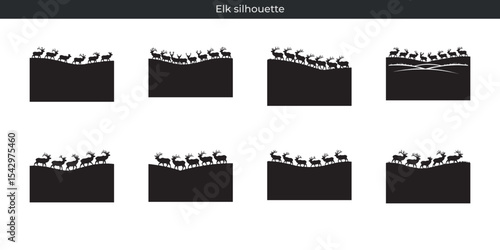 Wallpaper Mural Black elk silhouette illustrations of mountainous landscapes in vector graphic style Torontodigital.ca