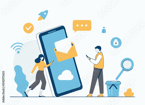 Social network concept: Businessman with mobile phone and tablet PC, illustrating communication technology and web design