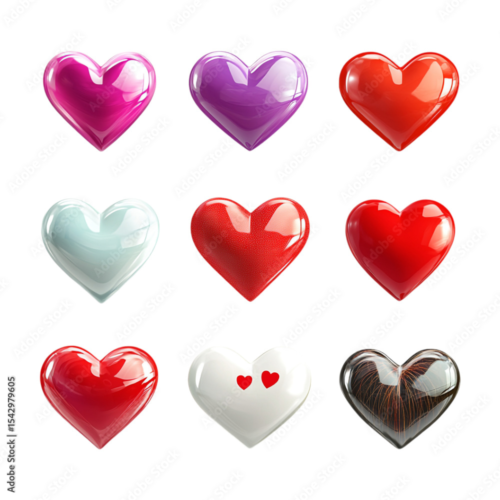 Vibrant Glossy Heart Collection Perfect for Valentines Day Love Designs Vibrant Glossy Heart Collection Perfect for Valentines Day Love Designs