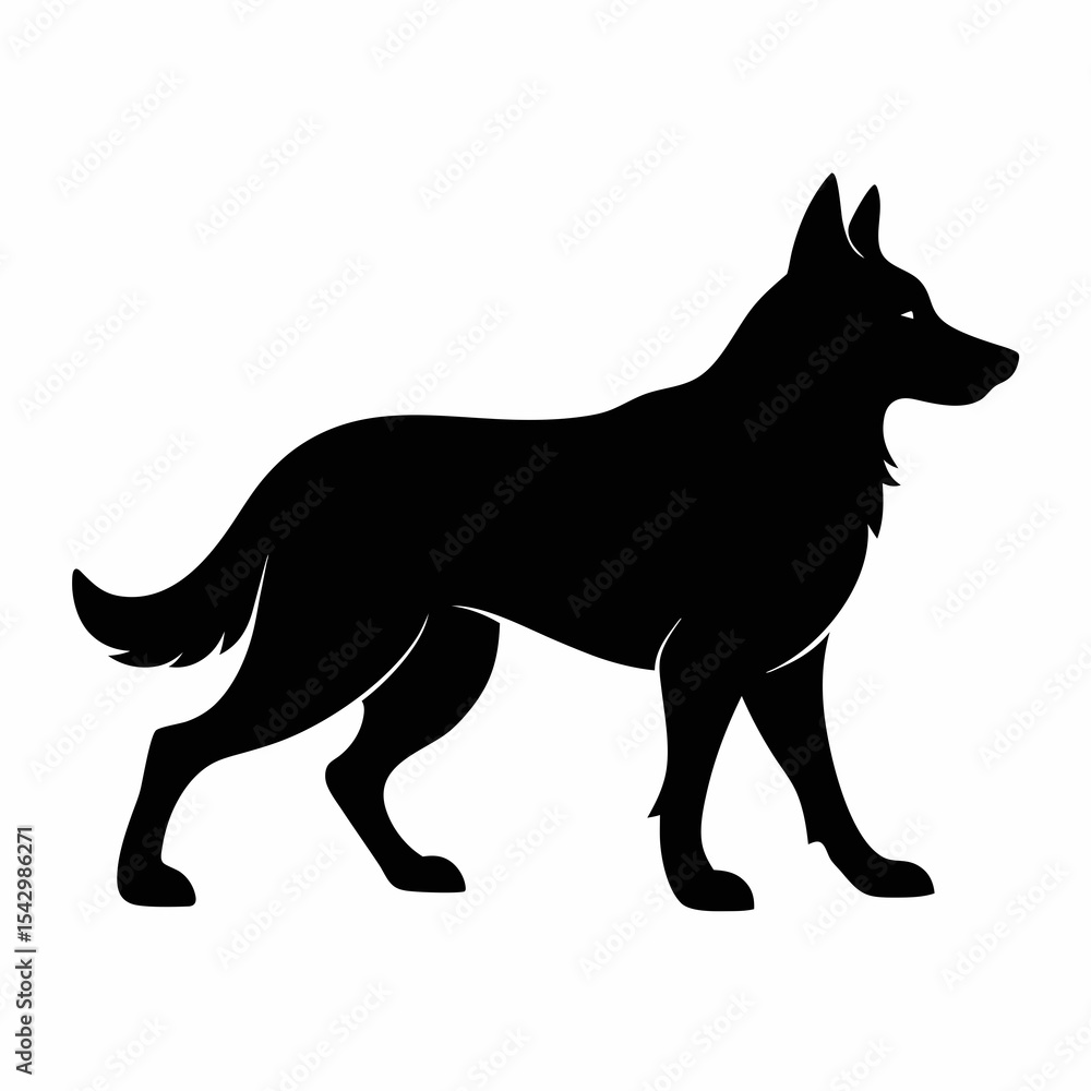 German Shepherd Side View Silhouette Vector
German Shepherd Side View Silhouette Vector
