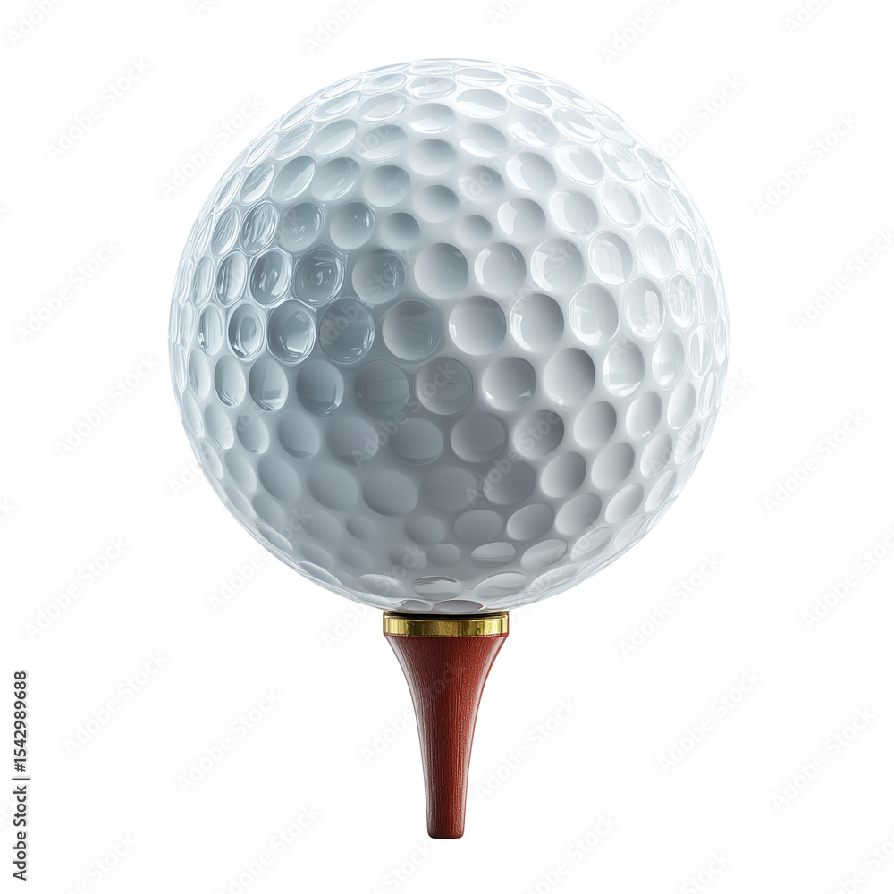 Golf ball on tee close up sport equipment golfing game recreation play isolated on transparent background Golf ball on tee close up sport equipment golfing game recreation play isolated on transparent background