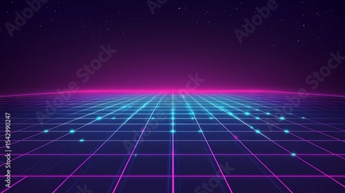 Wallpaper Mural Futuristic grid landscape with vibrant colors Torontodigital.ca