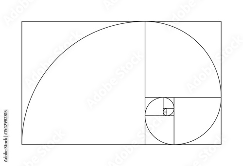 Golden harmony proportions, ratio template. Fibonacci numbers, array. 