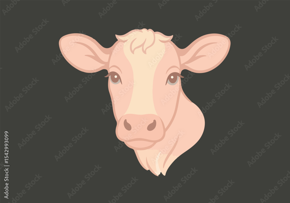 Minimal Pastel Cow Head Design Minimal Pastel Cow Head Design