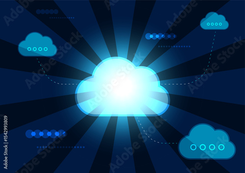 Glowing Cloud Computing Network Digital Technology Abstract Background Illustration Lines Dots Connection Futuristic Backdrop