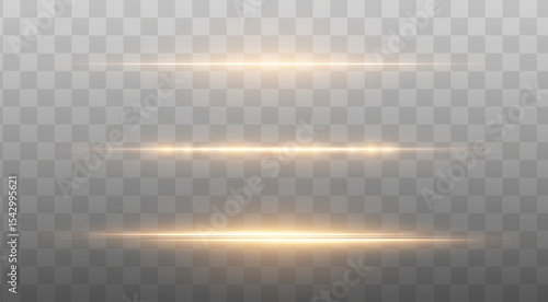 Line light and gold star beams in motion create a yellow glow with horizontal stripes. Bright and shiny sparkle effects ideal as an Overlay for energetic vector scenes