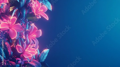 Neon flowers border