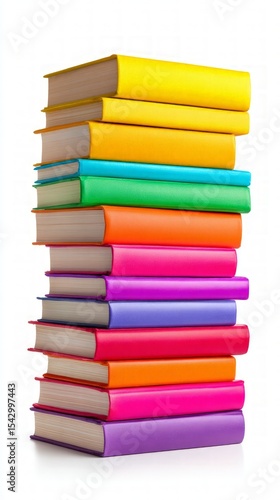 Wallpaper Mural Colorful Stacked Books Tower On White Background Torontodigital.ca