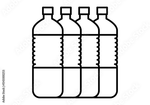 Icono negro de cuatro botellas en fondo blanco