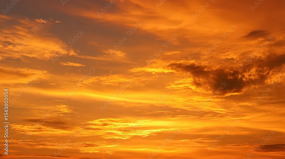Fototapeta premium Golden Sky Just Before Sunset With Soft Clouds Creating Warm