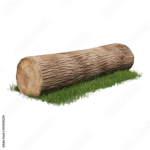 Isolated Transparent Log on Grass Background for Nature Themes