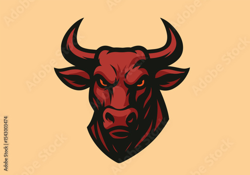 Aggressive Bull Head Mascot Vector