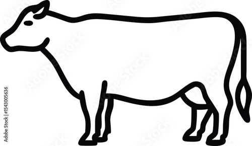 Simple line art cow silhouette standing