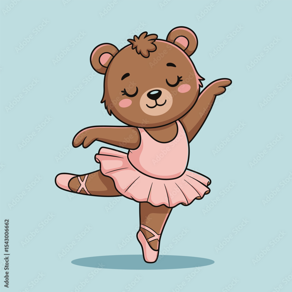 Obraz premium Cute teddy bear holding a heart in a sweet cartoon illustration