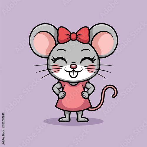 Cute cartoon mouse holding a heart in a fun vector illustration