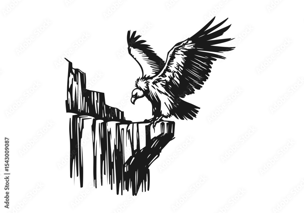 Obraz premium Vulture hand drawn sketch vector illustration