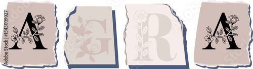 AGRA Floral Typography of a Travel Destination � Elegant Torn Paper Letter Design