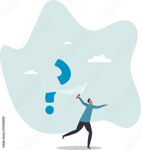 Solving problem, answer question or overcome difficulty, solution to eliminate trouble, unknown .character for design.