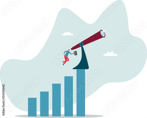 Business forecast, visionary to discover opportunity, searching for future advantage trend, stock market investment or economic data,character for design.
