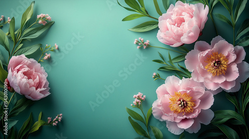 Elegant peonies and delicate foliage create a serene and beautifully composed floral arrangement.