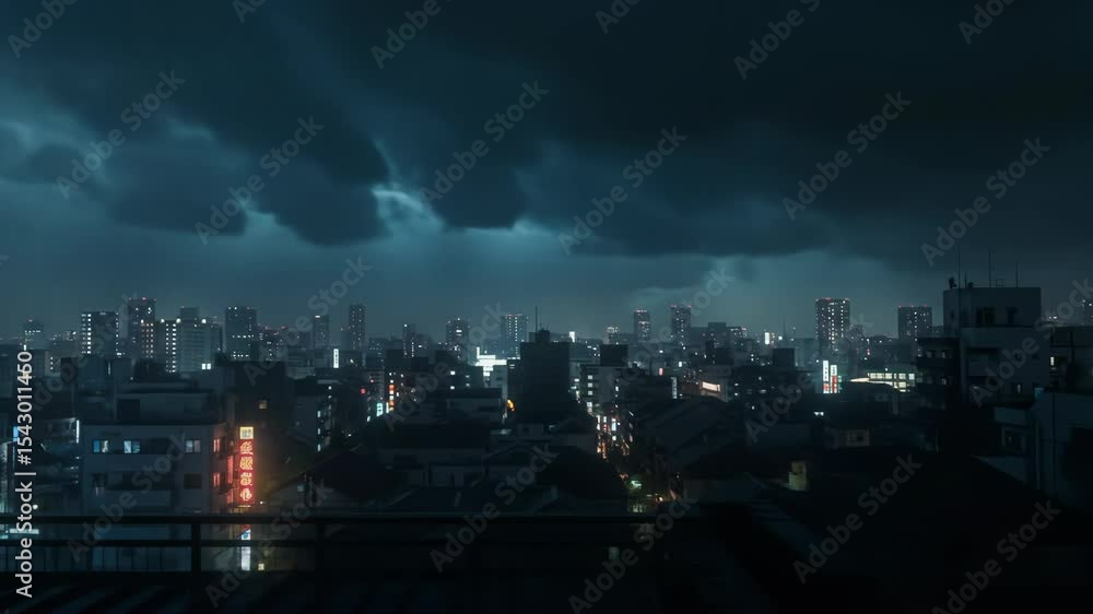 Stormy night cityscape Stormy night cityscape