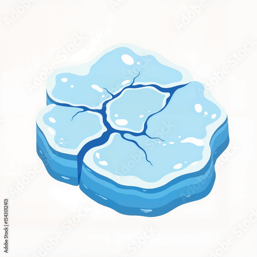 Cracked ice layers on white background, nature's delicacy