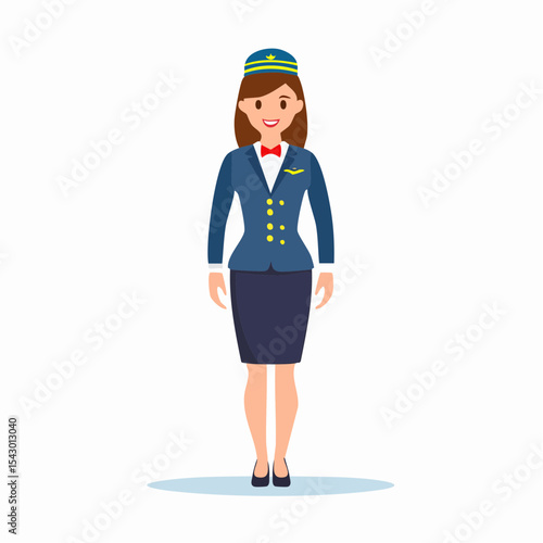 Friendly Air Hostess Portrait: A charming air hostess, resplendent in her uniform, radiates friendliness, offering a warm and inviting atmosphere for passengers.