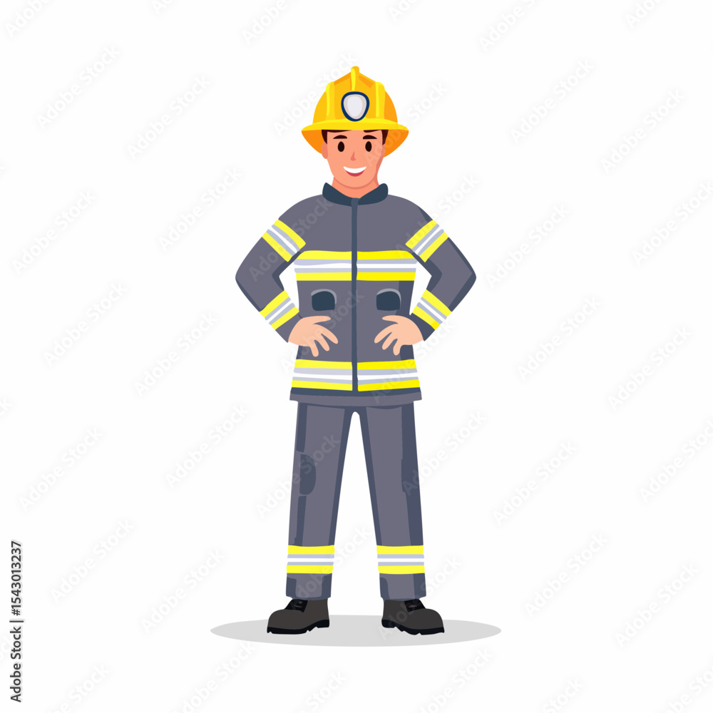 Brave Protector Standing Tall: A courageous firefighter in full gear stands ready to serve and protect, embodies the spirit of courage and dedication in this inspiring visual Brave Protector Standing Tall: A courageous firefighter in full gear stands ready to serve and protect, embodies the spirit of courage and dedication in this inspiring visual
