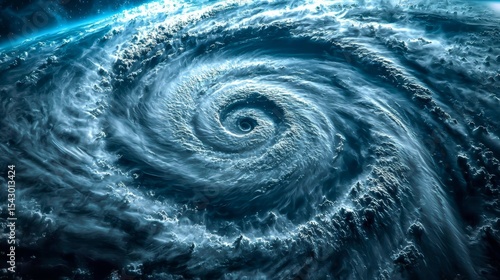 Aerial view showcasing the calm center of a powerful cyclone.