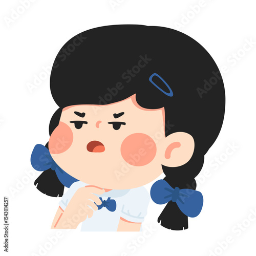 Cartoon Girl with Annoyed Expression Illustration