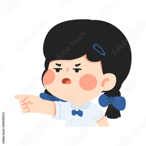 Illustration of Angry Girl Pointing Finger
