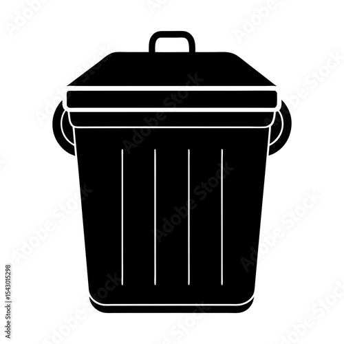 Garbage trash can waste container bin recycle rubbish removal cleanup vector silhouette