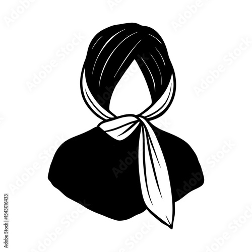 Woman turban fashion style headwear clothing accessory vector graphic design silhouette