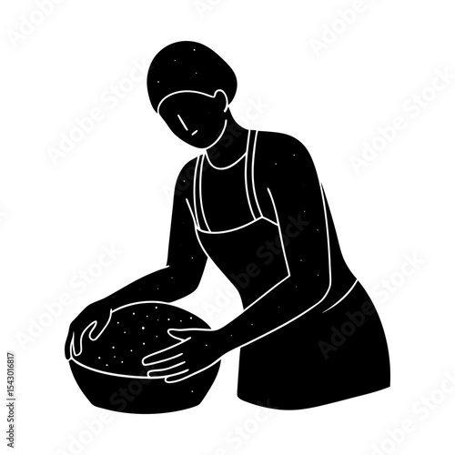 Woman cooking baking food preparation culinary kitchen chef apron bowl silhouette