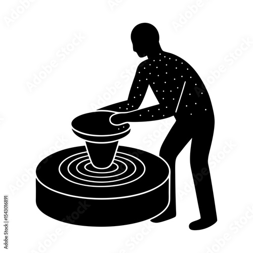 Pottery wheel artisan crafting ceramic art creative studio artwork craft silhouette