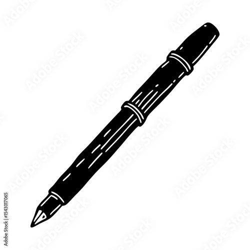 Isolated writing instrument fountain pen tool stationery office supply vector silhouette
