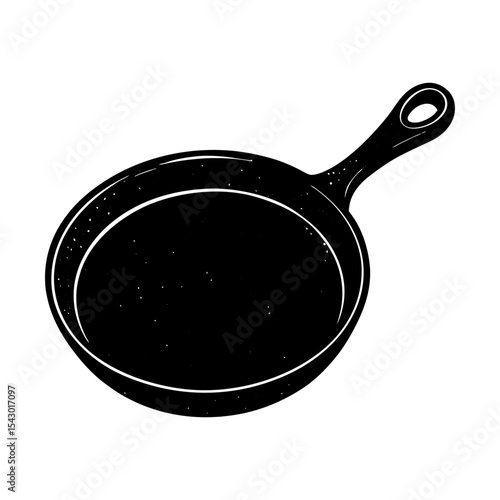 Vintage skillet pan kitchenware cookware cooking utensil food preparation silhouette