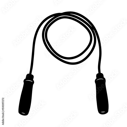 Fitness jump rope cardio workout skipping rope exercise equipment vector silhouette
