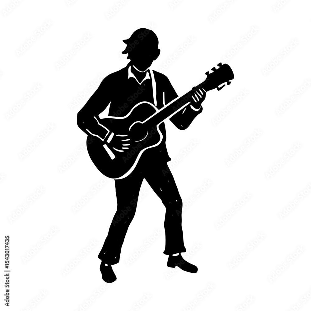 Acoustic guitar player musician guitarist musical instrument silhouette Acoustic guitar player musician guitarist musical instrument silhouette