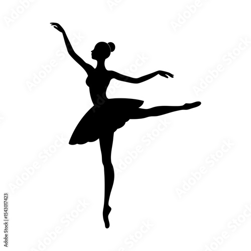 Elegant ballerina silhouette graceful dance pose vector illustration art