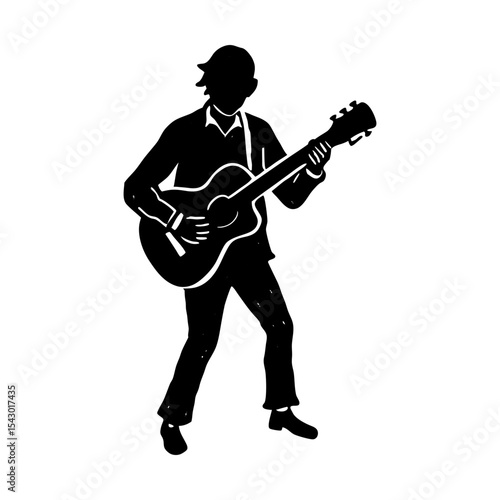 Acoustic guitar player musician guitarist musical instrument silhouette